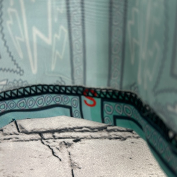 SOLE BOY Lightweight Bandana Patchwork S/S Button Up Shirt SMALL Blue/Green EUC! - Picture 6 of 6